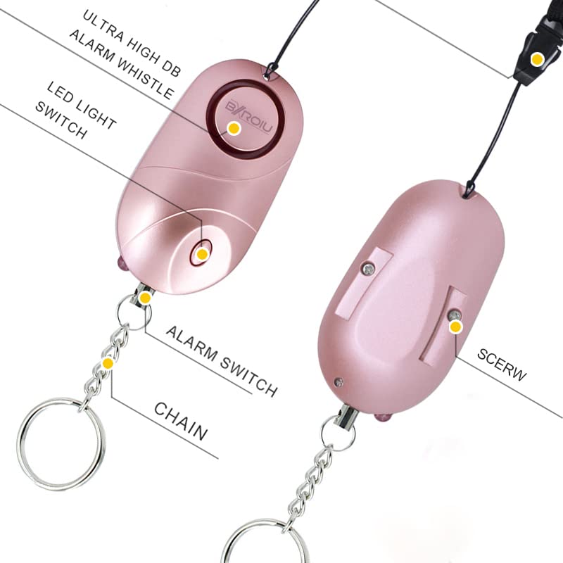 BXROIU Personal Alarm Siren Emergency Self Defense Security with LED Lights Safety Alarm for Women Kids and Elders (Rose Gold + Black) - Image 3
